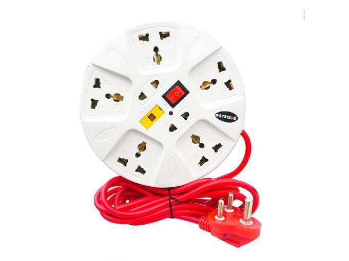 eSYSTEMS Extension Board, 6 Amp Multi Plug Point Strip, Led Indicator &amp; Universal Sockets, Extension Cord (White)
