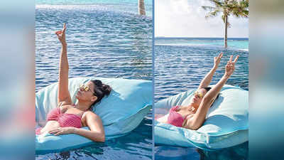 नेहा धूपिया ने स्विमवेयर में दिखाई मालदीव से अपनी दिलकश तस्वीरें, पूल में लेटकर धूप का ले रहीं मजा