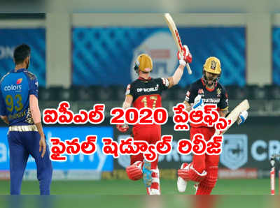 IPL 2020 సీజన్ ప్లేఆఫ్స్, ఫైనల్ మ్యాచ్‌ల షెడ్యూల్ విడుదల