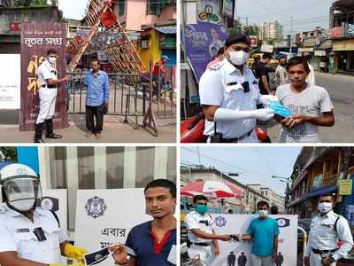 করোনা আবহের পুজোয় পুলিশই যোদ্ধা, সহকর্মীদের কুর্নিশ জানালেন কমিশনার