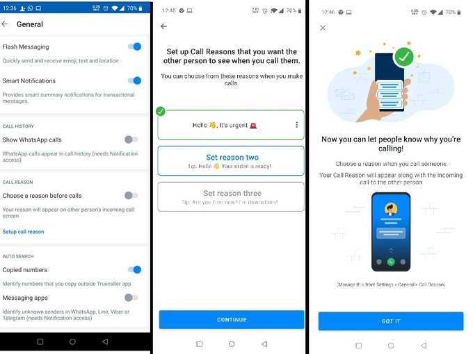 truecaller call reason feature