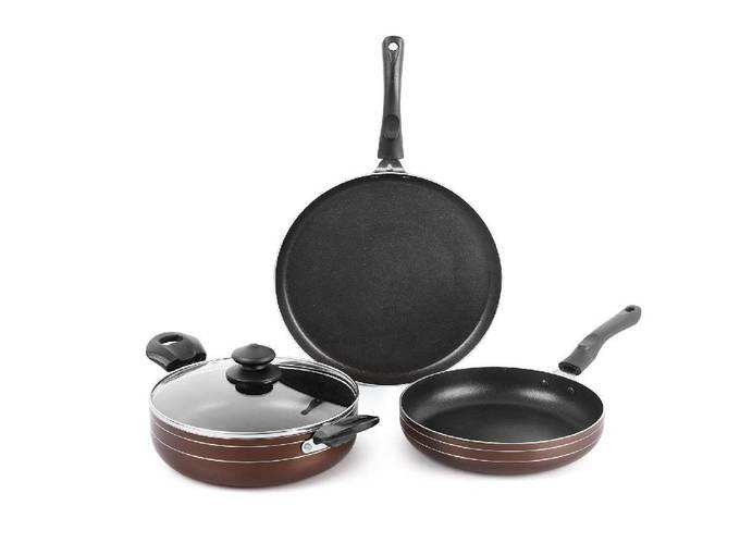 Cello Prima Non-Stick Cookware Set 3 PC (Brown)