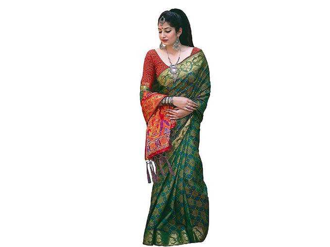 Mansh the stylo Womens Jacquard Pure Silk Saree with unstitched Bluse Piece