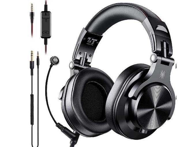 OneOdio A71 Over Ear Headphones with Mic, On-Line Volume & Share-Port Headsets for Gaming Office Phone Call DJ，Wired Stereo Headphones with Detachable Boom Mic