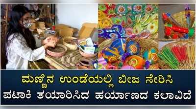 ಮಣ್ಣಿನ ಉಂಡೆಯಲ್ಲಿ ಬೀಜ ಸೇರಿಸಿ ಪಟಾಕಿ ತಯಾರಿಸಿದ ಹರ್ಯಾಣದ ಕಲಾವಿದೆ