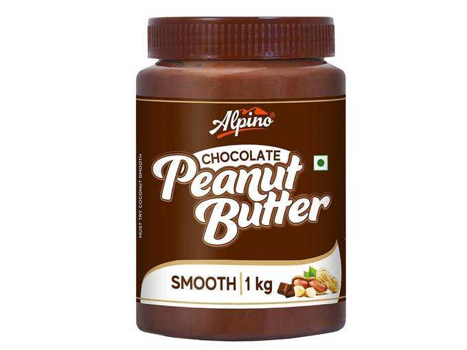 Alpino Chocolate Peanut Butter Smooth 1 KG | Made with High Quality Roasted Peanuts, Cocoa Powder &amp; Choco Chips | 100% Non-GMO | Gluten-Free | Vegan
