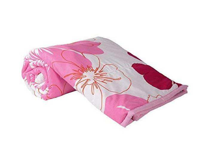 Shopbite Single Bed Ac Blanket Dohar/Quilt Pink Flowers, Fabric - Micro Cotton, Size -54X84 Inches - Multi Color