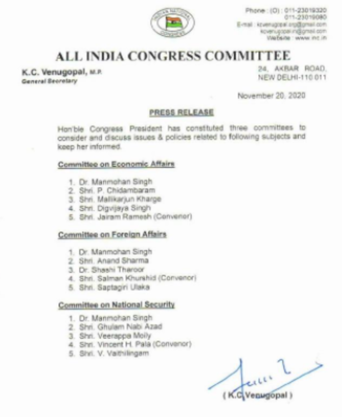 congress list manmohan