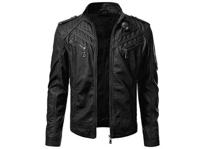 Blaq Ash Men&#39;s Faux Leather Biker Outerwear Jacket