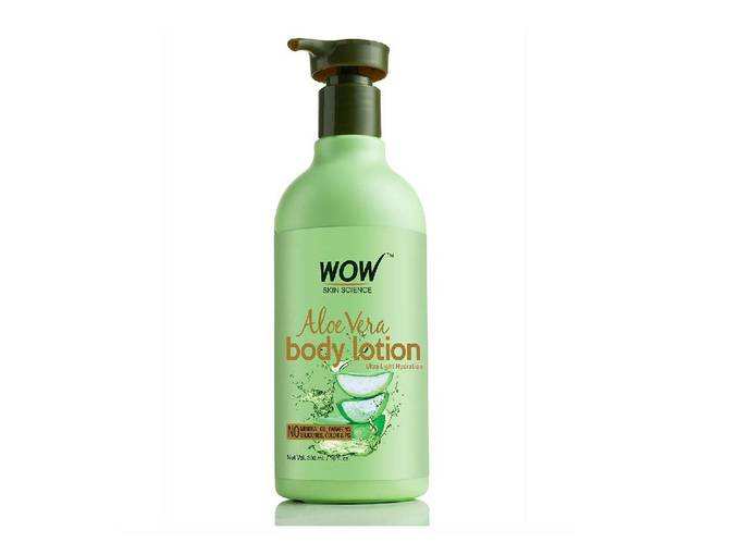 WOW Skin Science Aloe Vera Body Lotion - Ultra Light Hydration - No Mineral Oil, Parabens, Silicones, Color &amp; PG (300mL)