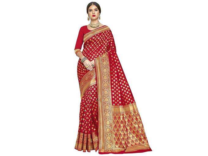 Glory Sarees Women&#39;s Kanchipuram Art Silk Saree With Blouse Piece