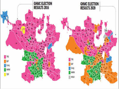 BJP in Hyderabad: GHMC Election में बीजेपी की 12 गुना लंबी छलांग, देखें हैदराबाद का नक्शा कितना हो गया भगवा