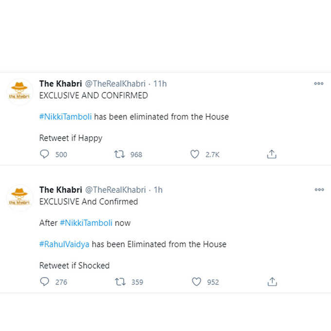 rahul vaidya nikki evicted tweet