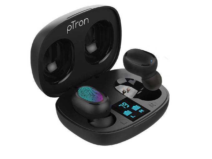 pTron Bassbuds Pro in-Ear True Wireless Bluetooth 5.0 Headphones with Deep Bass, Touch Control Earbuds with IPX4 Water &amp; Sweat Resistance, Digital...