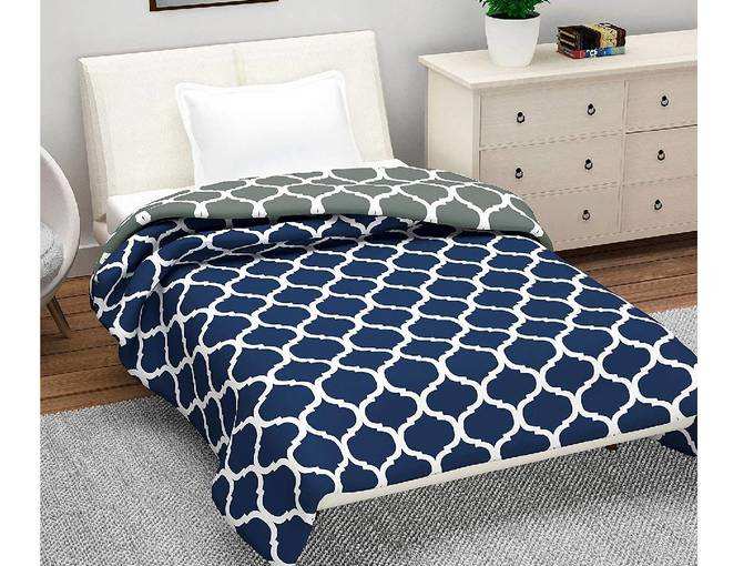Divine Casa Microfiber Reversible 120 GSM Abstract Single A/C Dohar/Blanket/Quilt - Blue and Grey