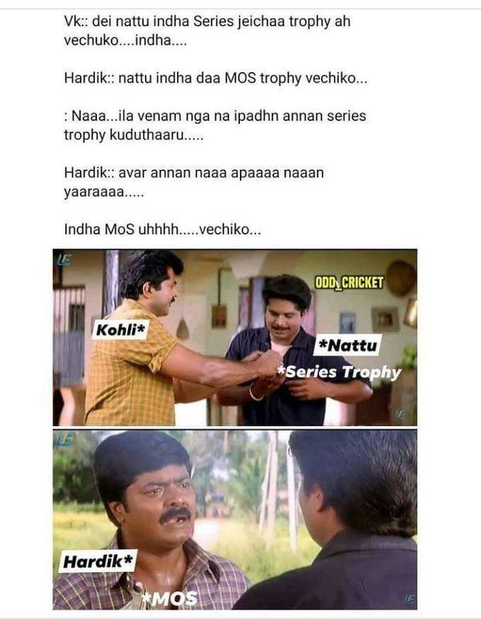 cricket memes tamil natarajan hardik pandya