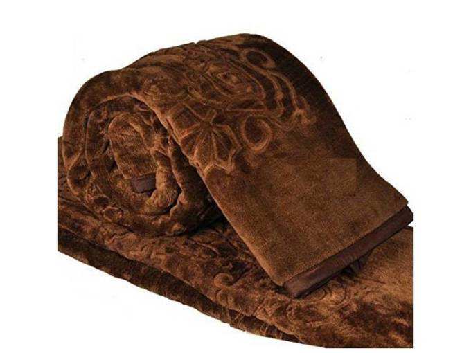 Shivam Concepts Fine Quality Double Bed Mink Blanket in Brown Color
