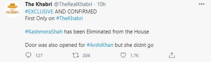 kashmera shah evicted tweet