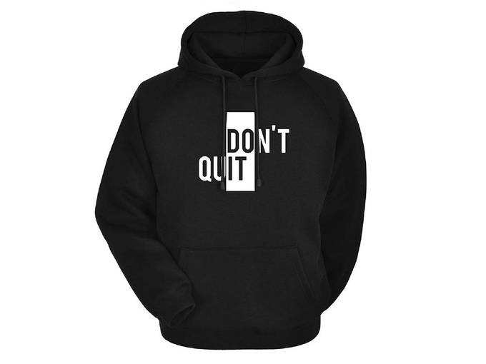 More & More Unisex Regular Fit Dont Quit Printed Cotton Hoodie