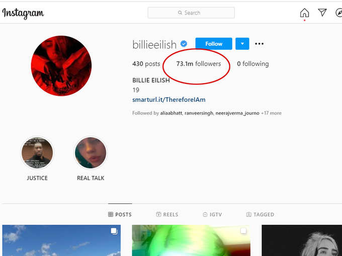 Billie Eilish lost a massive number of followers