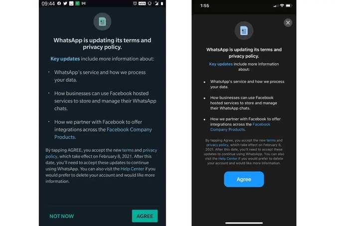 WhatsApp Terms of service and privacy policy