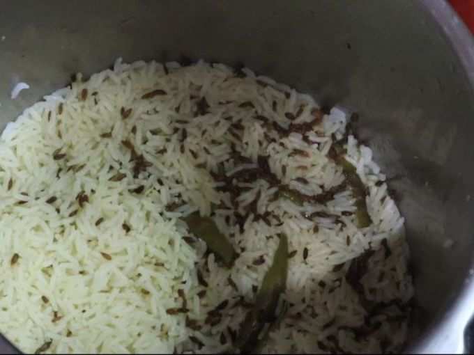 Let the rice cook for 3 whistles