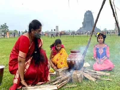 கோவை ஈஷாவில் களைகட்டிய மாட்டுப்பொங்கல் விழா..!