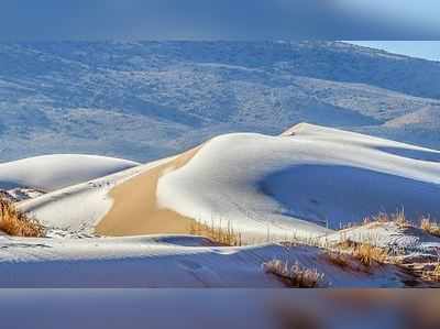 દુર્લભ દ્રશ્યોઃ સહારાના ધગધગતા રણમાં છવાઈ બરફની ચાદર, સાઉદીમાં થઈ બરફ વર્ષા