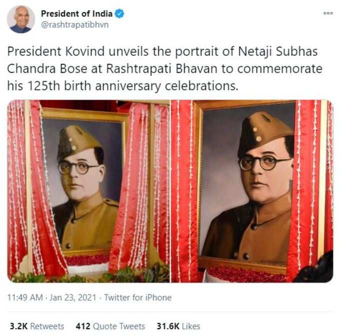 Netaji Photo Ramnath Kovind Prsident India