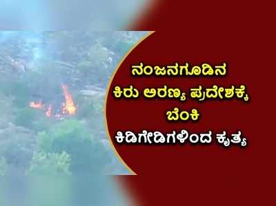 ನಂಜನಗೂಡಿನಲ್ಲಿ ಅರಣ್ಯಕ್ಕೆ ಬೆಂಕಿ ಇಟ್ಟ ಕಿಡಿಗೇಡಿಗಳು: ಸಂಕಷ್ಟಕ್ಕೆ ಸಿಲುಕಿದ ವನ್ಯಜೀವಿಗಳು..