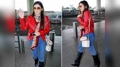 एयरपोर्ट पर हंसिका मोटवानी का दिखा स्टाइलिश अंदाज, लाल जैकेट पहन ढा रहीं कयामत