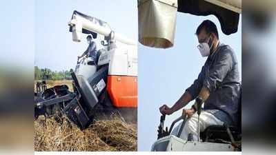 പാടത്ത് കൊയ്ത്ത്  യന്ത്രം ഓടിച്ച് സ്പീക്കര്‍;  പൂക്കേപാടത്ത് നെല്‍കൃഷിയുടെ കൊയ്ത്