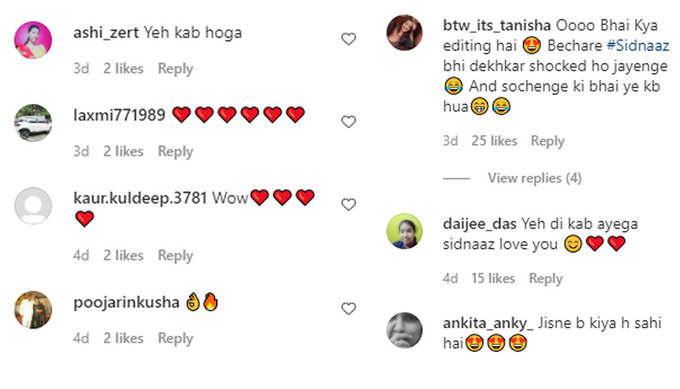 sidharth shehnaaz comments