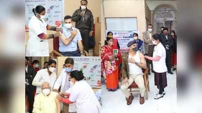 Madhya Pradesh में फ्रंटलाइन वॉरियर्स का वैक्सीनेशन, भोपाल में कमिश्नर, कलेक्टर और DIG ने लगवाया टीका