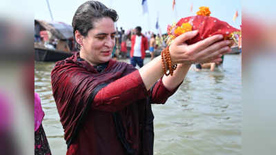 Priyanka Gandhi Sangam Snan : मौनी अमावस्या पर प्रियंका गांधी ने संगम में लगाई डुबकी, खुद चलाने लगीं नाव