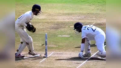 Cheteshwar Pujara Run Out in Chennai Test : क्रीज तक लौटने के चक्कर में पुजारा के हाथ से छूटा बल्ला और रन आउट, देखिए वीडियो