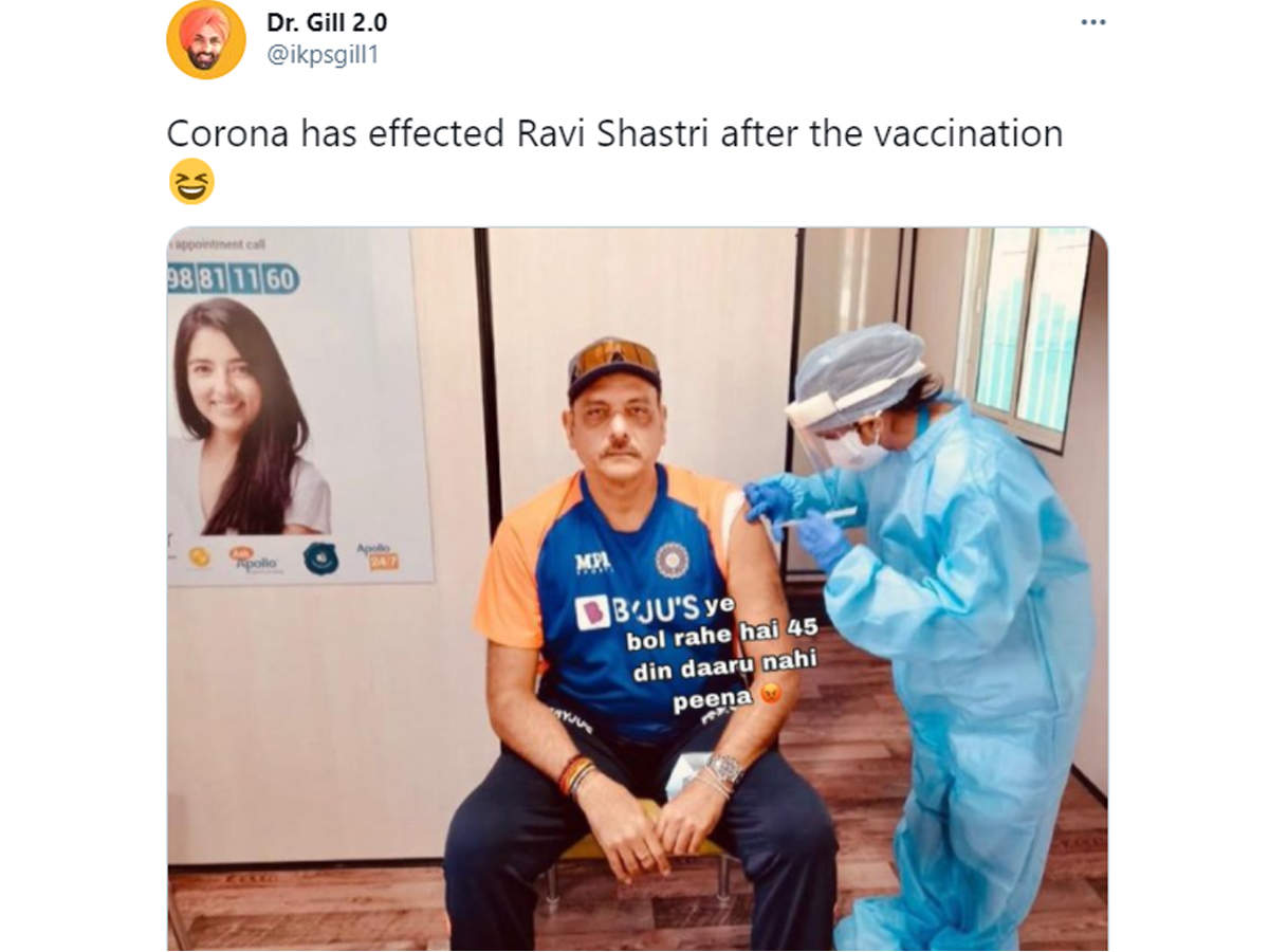 Ravi Shastri Receives Covid 19 Vaccine Viral Memes On His Latest Photo