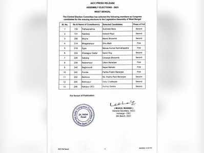 West Bengal Elections 2021: TMC, बीजेपी के बाद अब आई कांग्रेस की पहली लिस्‍ट, 13 उम्‍मीदवारों को मिला टिकट