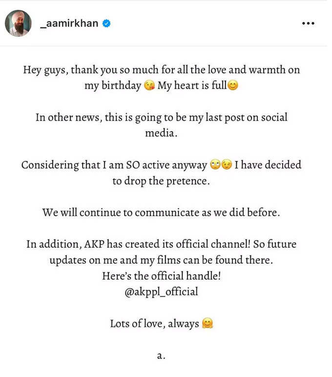 आमिर खान का सोशल मीडिया पर आखिरी पोस्ट