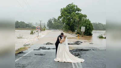 बाढ़ में फंसी गर्भवती दुल्‍हन, शादी के लिए लाल जोड़े में करना पड़ा एयरलिफ्ट