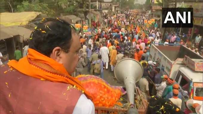 भाजपा अध्यक्ष जेपी नड्डा ने पश्चिम बंगाल के हुगली में रोड शो किया
