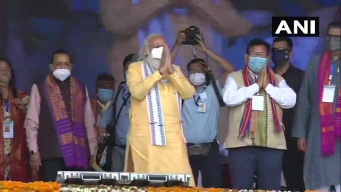असम के तामुलपुर में पहुंचे प्रधानमंत्री नरेंद्र मोदी।