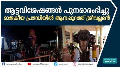 ആട്ടവിശേഷങ്ങൾ പുനരാരംഭിച്ചു; രാജകീയ പ്രൗഡിയിൽ ആനപ്പുറത്ത് ശ്രീവല്ലഭൻ