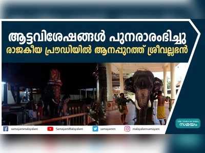 ആട്ടവിശേഷങ്ങൾ പുനരാരംഭിച്ചു; രാജകീയ പ്രൗഡിയിൽ ആനപ്പുറത്ത് ശ്രീവല്ലഭൻ