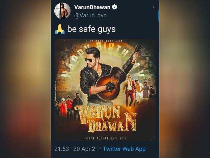 Varun Dhawan Deleted Tweet