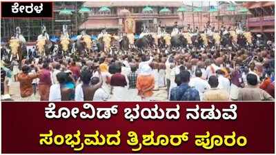 ಕೇರಳ: ಕೋವಿಡ್‌ ಭಯದ ನಡುವೆ ಸಂಭ್ರಮದ ತ್ರಿಶೂರ್‌ ಪೂರಂ