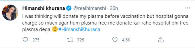 himanshi khurana tweet