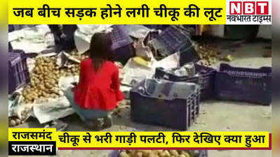 Rajasthan News: जब बीच सड़क पलट गई चीकू से भरी गाड़ी, फिर देखिए कैसे मची लूट