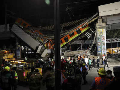 Mexico Metro पाहा: मेट्रो रेल्वेसह पूल कोसळला; २३ ठार, ७० हून अधिक जखमी