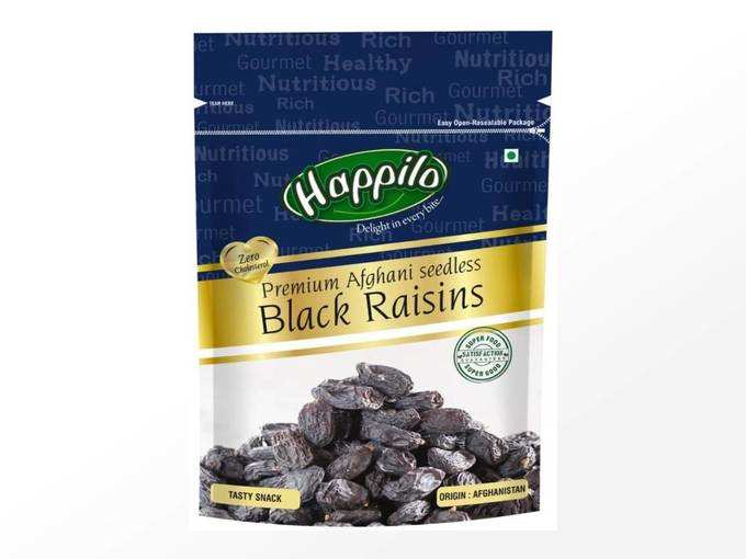 Happilo Premium Afghani Seedless Black Raisins, 250g (Pack of 2)